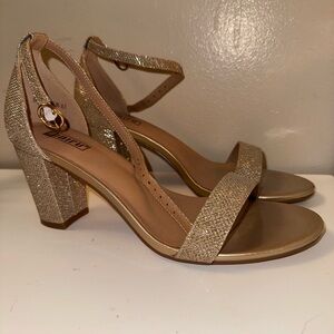 Elegant Gold Block Heel Sandals